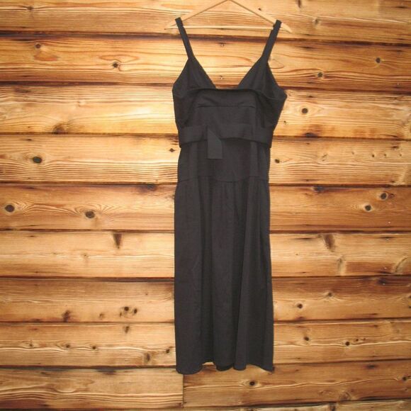 NWT REISS Vita Stretch Cotton Blend Black Midi Dress - Picture 7 of 13